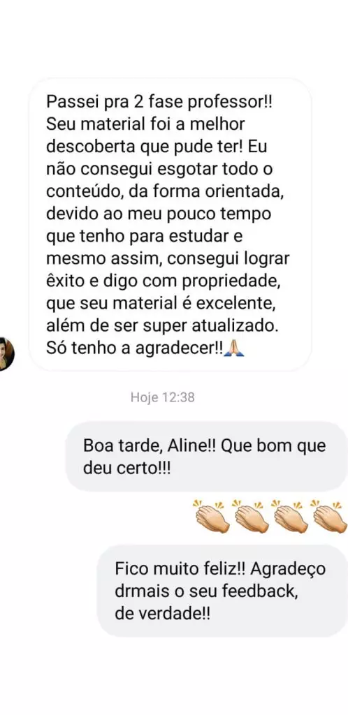 Depoimento de aluno