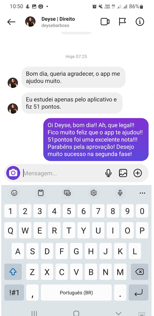 Depoimento de aluno