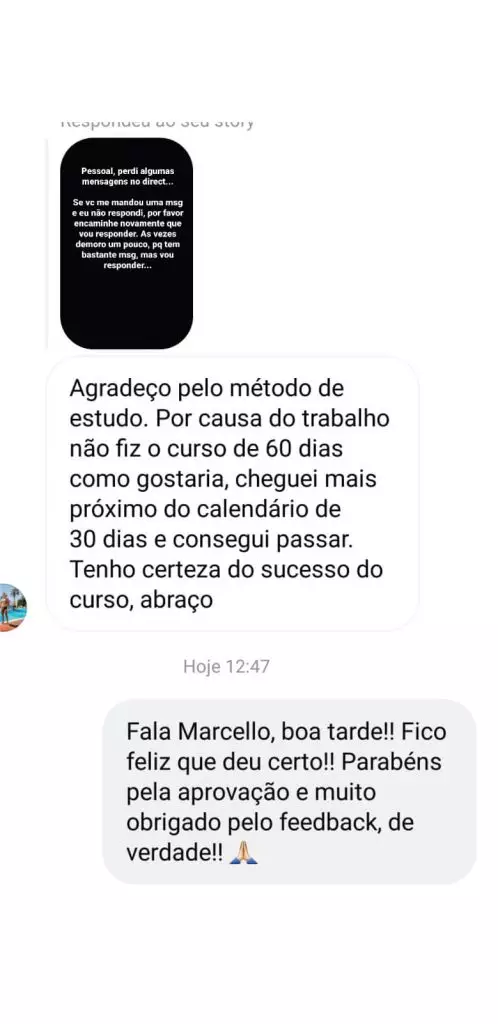 Depoimento de aluno