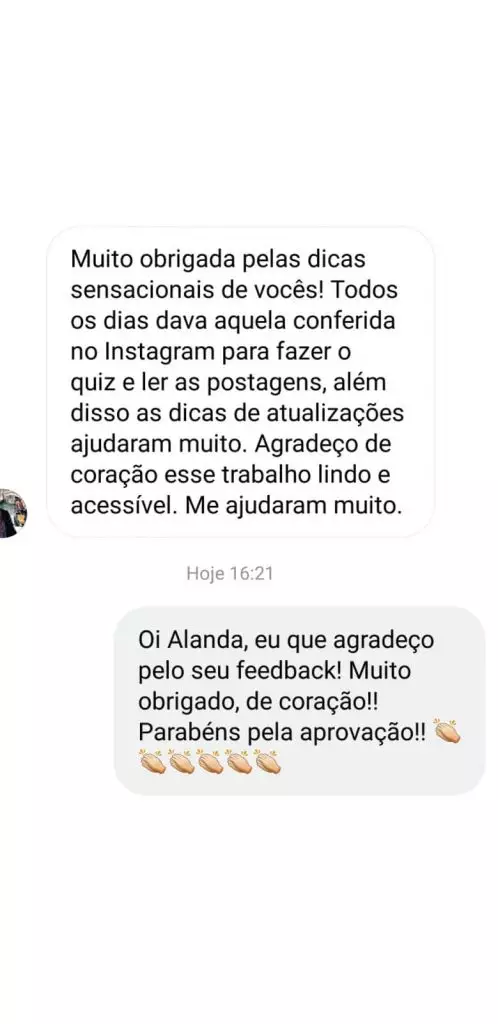 Depoimento de aluno
