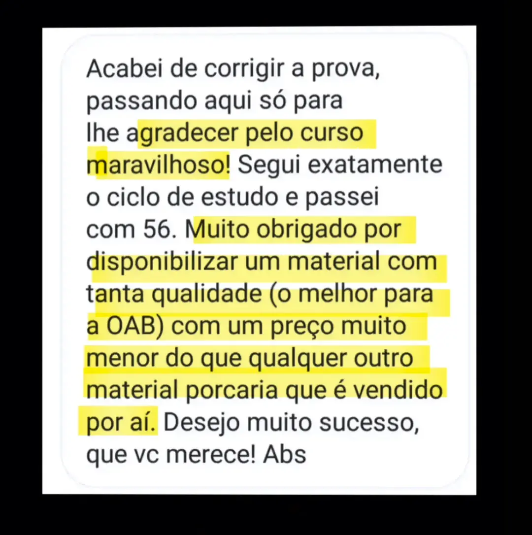 Print de depoimento de aluno que se sentia perdido no edital