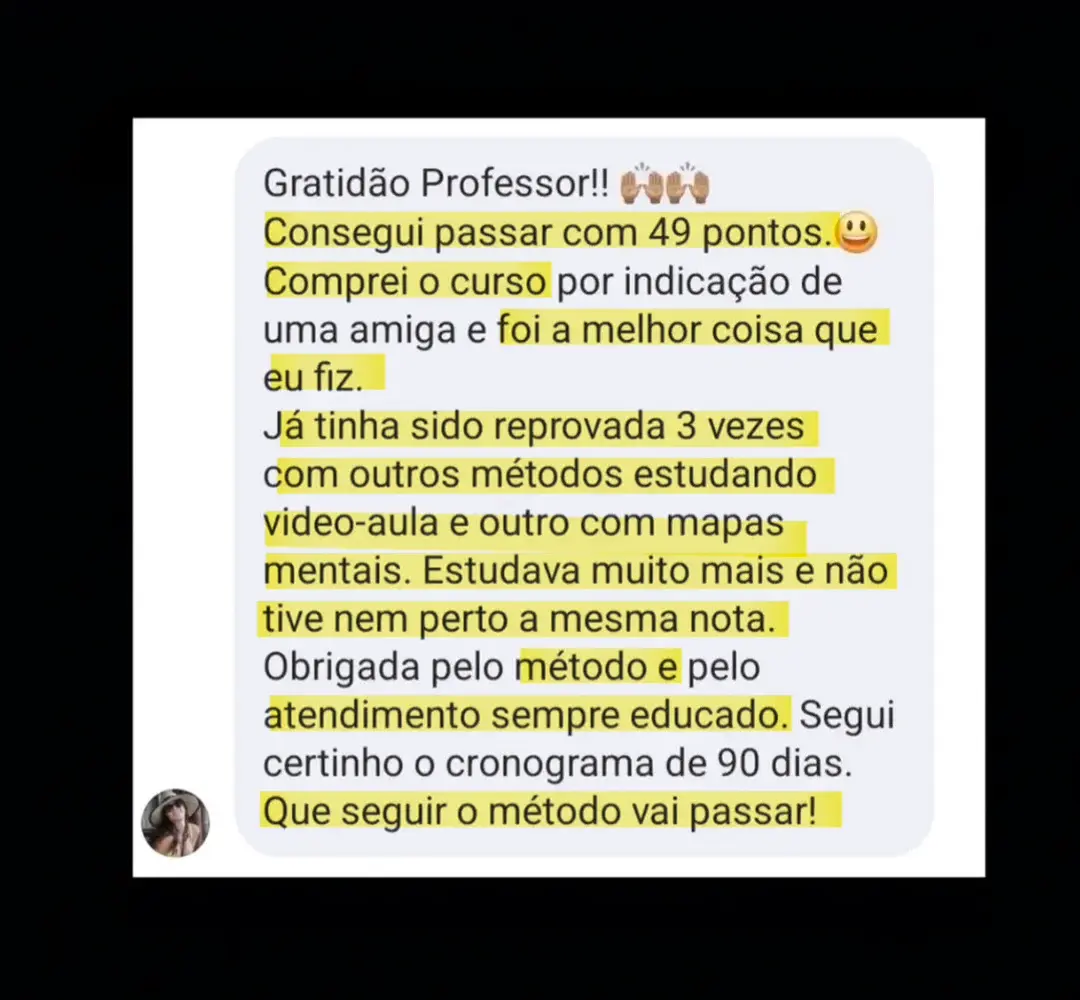 Print no Instagram — aluno relatando resultado com o método OAB na Medida