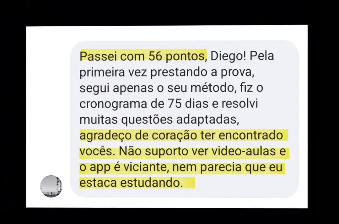 Print de conversa — feedback sobre eficiência do estudo ativo