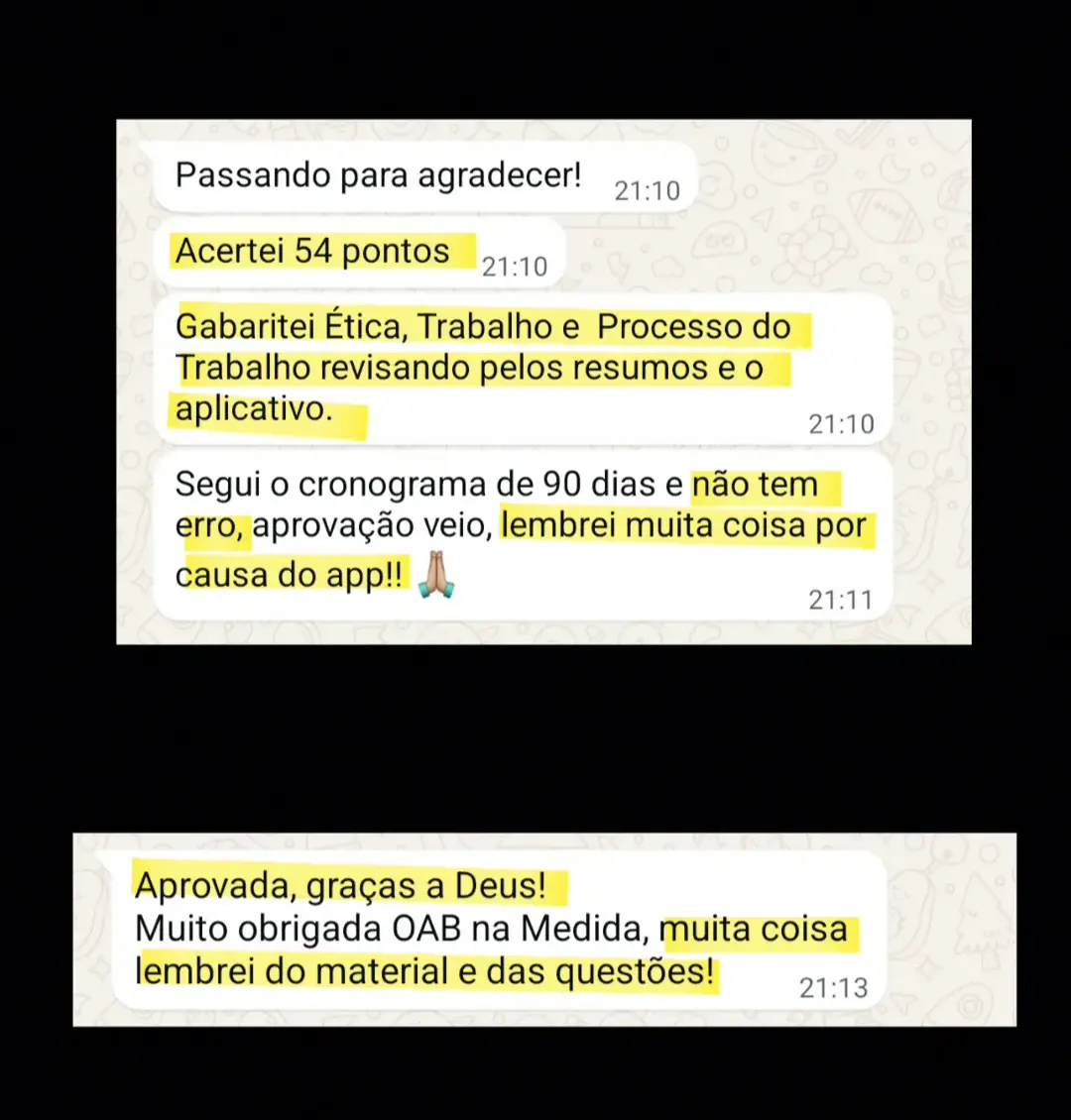 Print — depoimento de quem estudou pelo app OAB na Medida